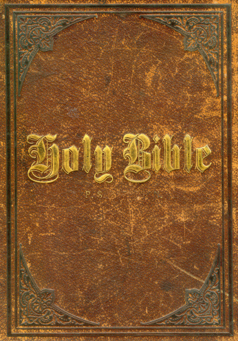 Antique Holy Bible cover from the late 1800's. Brown leather is distressed and gold lettering is worn, obviously well loved. Texture of the leather alone is beautiful!