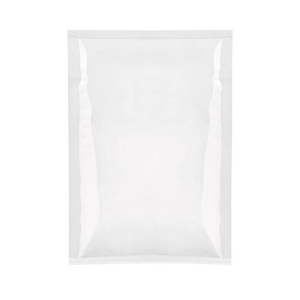 istock White square cosmetic packaging. Packaging for wet and dry wipes, cosmetic masks, samples of cosmetics and other products. The image is isolated on a white background. 1393788036