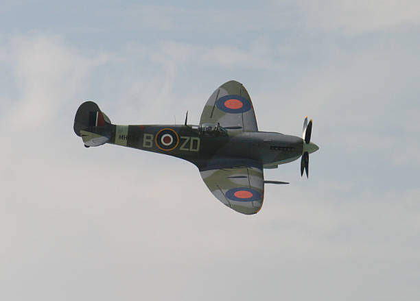 istock Image of a spitfire plane flying in the air 139379049