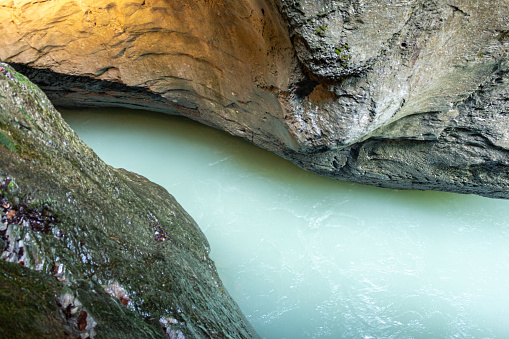 Aare Gorge - Aareschlucht, river Aare, canyon, near the town of Meiringen, in the Bernese Oberland region of Switzerland.