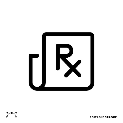 Rx Icon Design with Editable Stroke. Suitable for Web Page, Mobile App, UI, UX and GUI design.