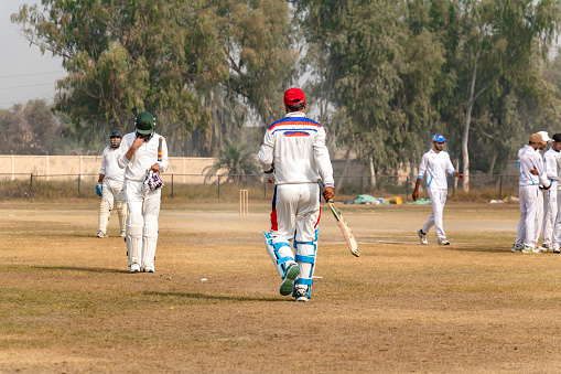 Batsman going to bating on match ground