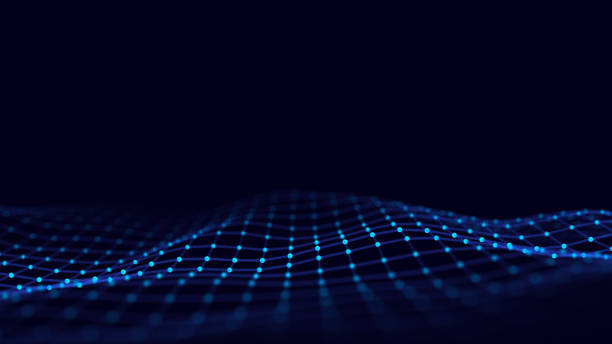 istock Abstract futuristic wave with moving dots and lines. Flow of particles. Cyber technology illustration. 3d rendering 1393792821