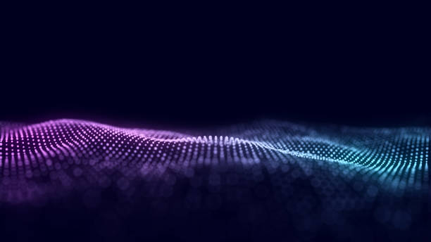 istock Abstract futuristic wave with moving dots. Flow of colored particles. Cyber technology illustration. Big data visualization. 3d rendering 1393792827