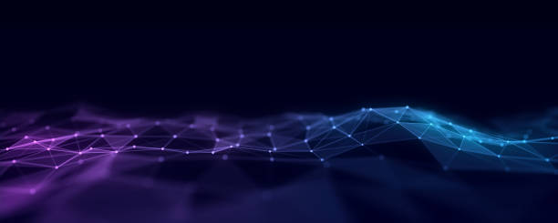 istock Futuristic moving wave. Digital background with moving glowing particles and lines. Big data visualization. 3d rendering 1393792887