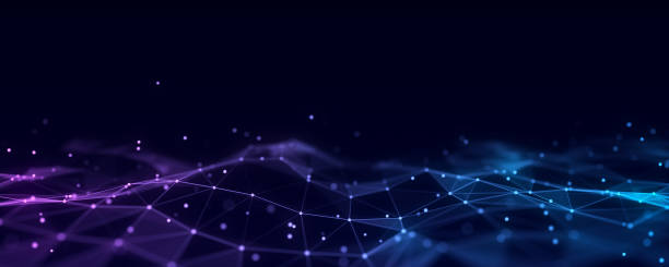 istock Abstract futuristic wave with moving dots. Flow of colored particles. Cyber technology illustration. Big data visualization. 3d rendering 1393792946