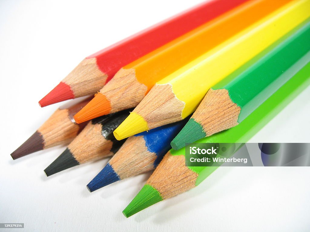 Crayon Stack II Colored wooden crayons. Black Color Stock Photo