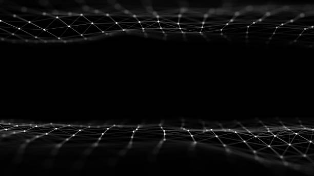 istock Futuristic moving wave. Digital dark background with moving particles and lines. Big data visualization. 3d rendering 1393793181