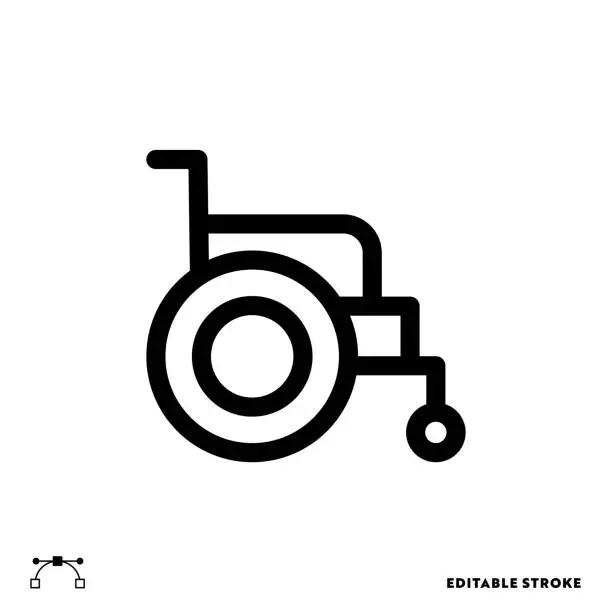 Vector illustration of Wheelchair Icon Design with Editable Stroke. Suitable for Web Page, Mobile App, UI, UX and GUI design.