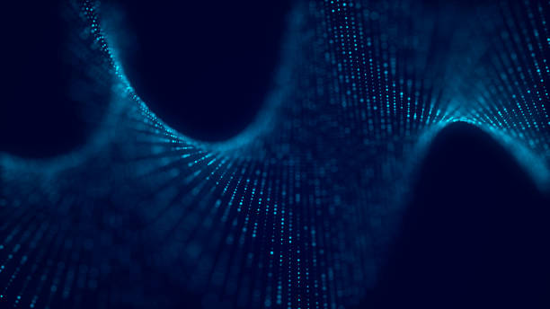 istock Abstract futuristic wave with moving dots. Flow of colored particles. Cyber technology illustration. Big data visualization. 3d rendering 1393794727