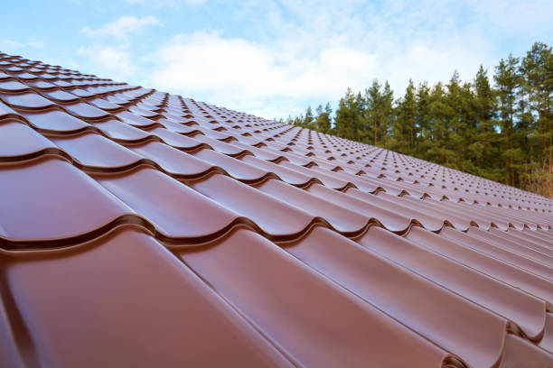 istock Texture effect, tiled metal roof, surface waves 1393794750