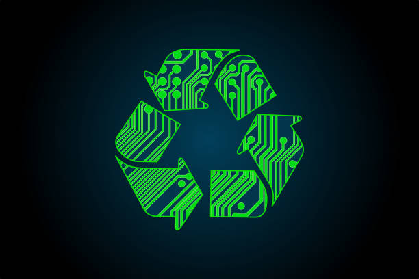 istock Digital recycling sign illustration concept 1393795008