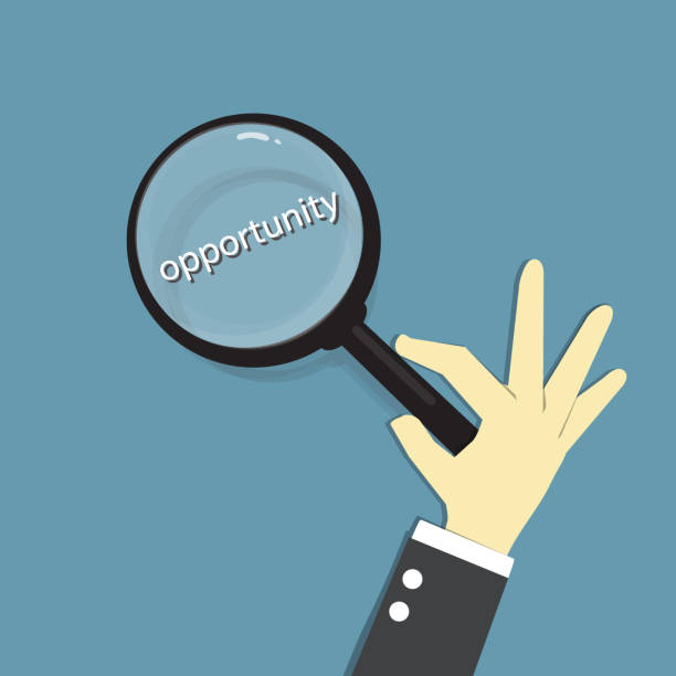 istock Searching business opportunity with magnifier. Business concept illustration. 1393795025