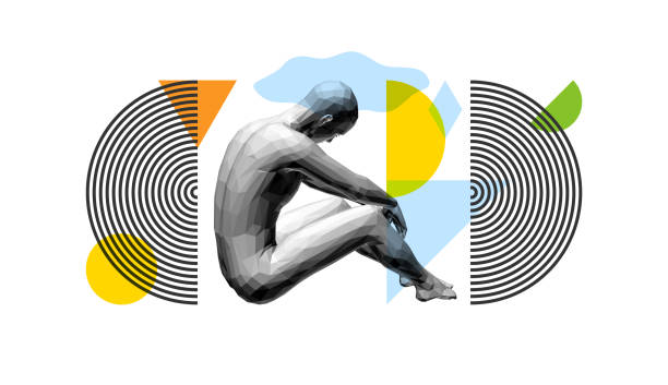 istock Idea generation concept. Now is the time to create something new. Man sitting on the floor with his back to us. He has a lot of ideas. 3D vector illustration. 1393796658