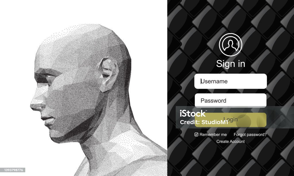 Humanos Log In Login User Interface Abstract Man Head Made From Dots Modern Screen ...