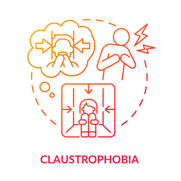 ilustrações de stock, clip art, desenhos animados e ícones de claustrophobia red gradient concept icon - claustrophobic
