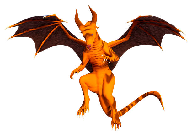 3D rendering of a fantasy dragon isolated on white background
