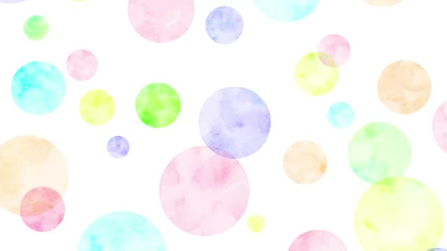 Slowly rising watercolor bubbles: colorful