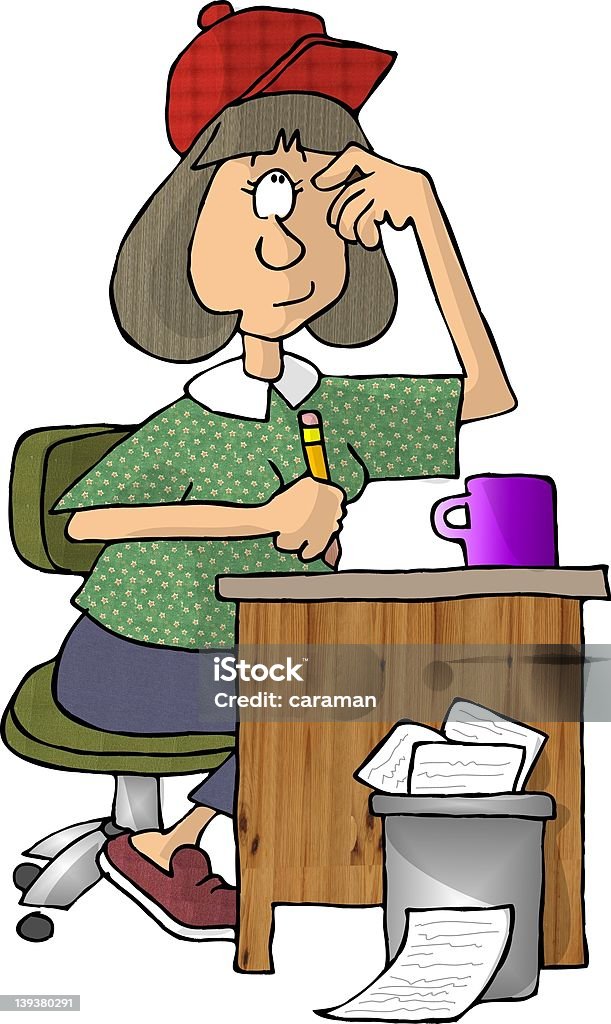 Female Writer This illlustration that I created depicts a female writer with writer's cramp. Adult stock illustration