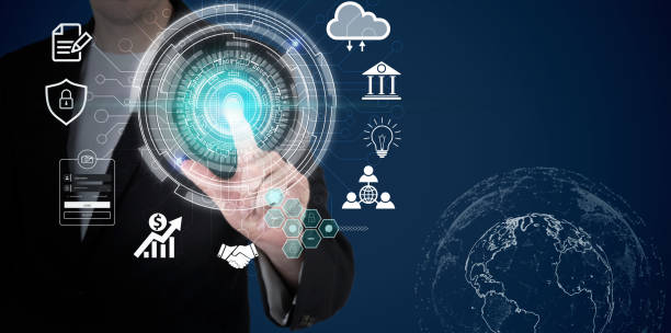 istock Businessmen scan biometric fingerprints, identification and approval of security concepts and encryption via fingerprint 1393803596