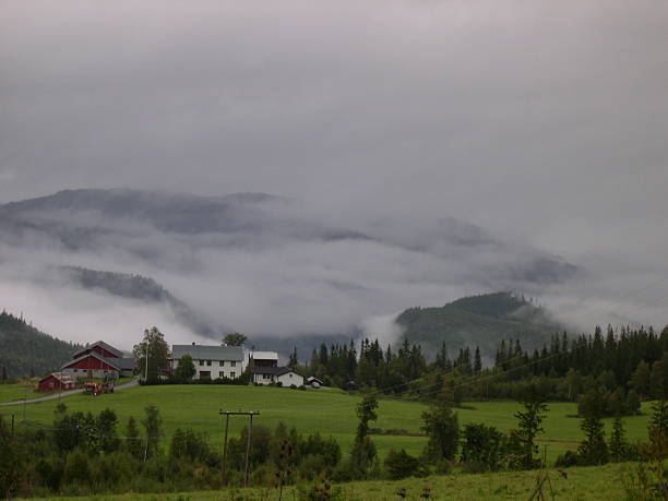 Fog through the Fjords stock photo