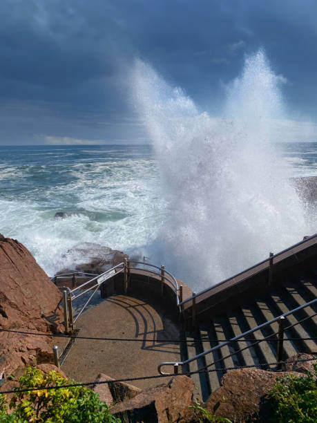 Thunder Hole Waves - Acadia National Park, Maine Coastline During a Storm