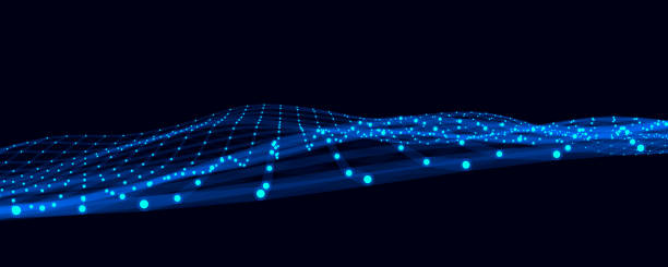 istock Abstract futuristic wave with moving dots and lines. Flow of particles. Vector cyber technology illustration. 1393809957