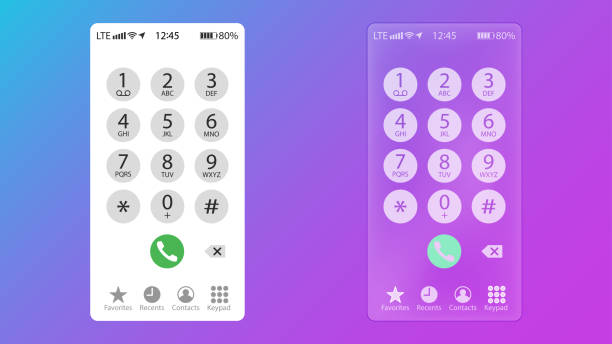 흰색과 투명한 스마트 폰 다이얼링 화면 - alphabet design element text text messaging stock illustrations