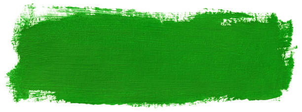 istock Green stroke of gouache paint brush 1393810599