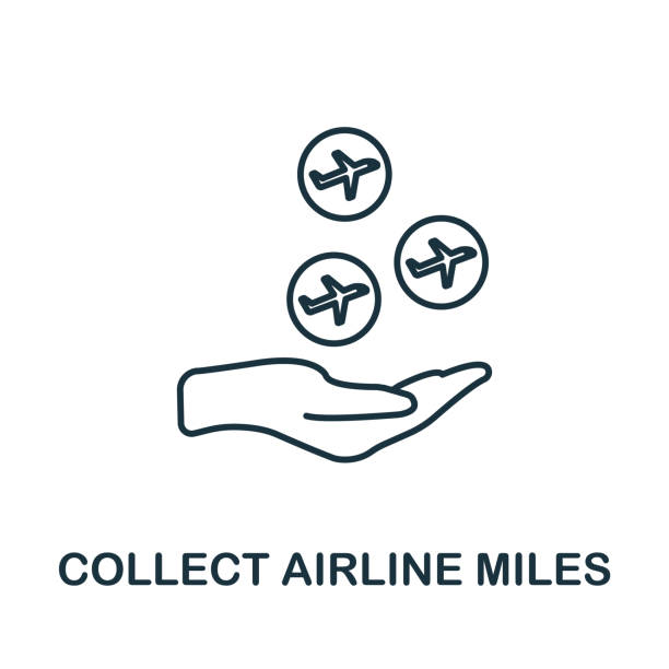 Collect Airline Miles icon. Line style element from loyalty program collection. Thin Collect Airline Miles icon for templates, infographics and more Collect Airline Miles icon. Simple line element from loyalty program collection. Filled Collect Airline Miles icon for templates, infographics and more. last mile stock illustrations