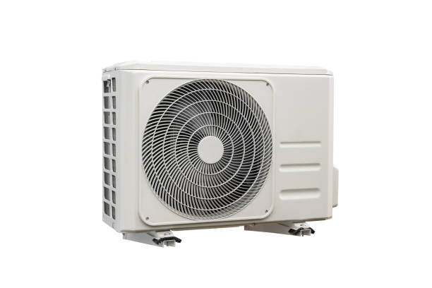 istock Condensing unit of air conditioning systems on white background with clipping path. 1393832611