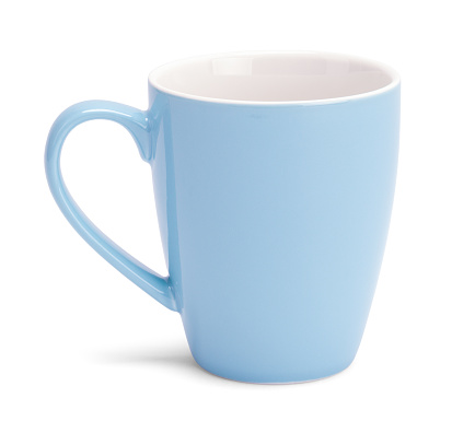 Ceramic Blue Mug Cut Out on White.