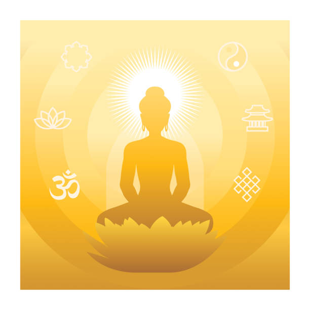 buddha lotus sitting vector, illustration, buddha, buddha lotus sitting, buddha silhouette buddha image stock illustrations