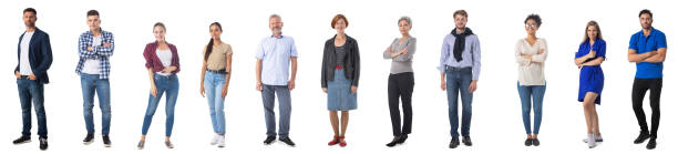 istock Collection of casual people on white 1393837068