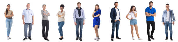 istock Collection of casual people on white 1393837107