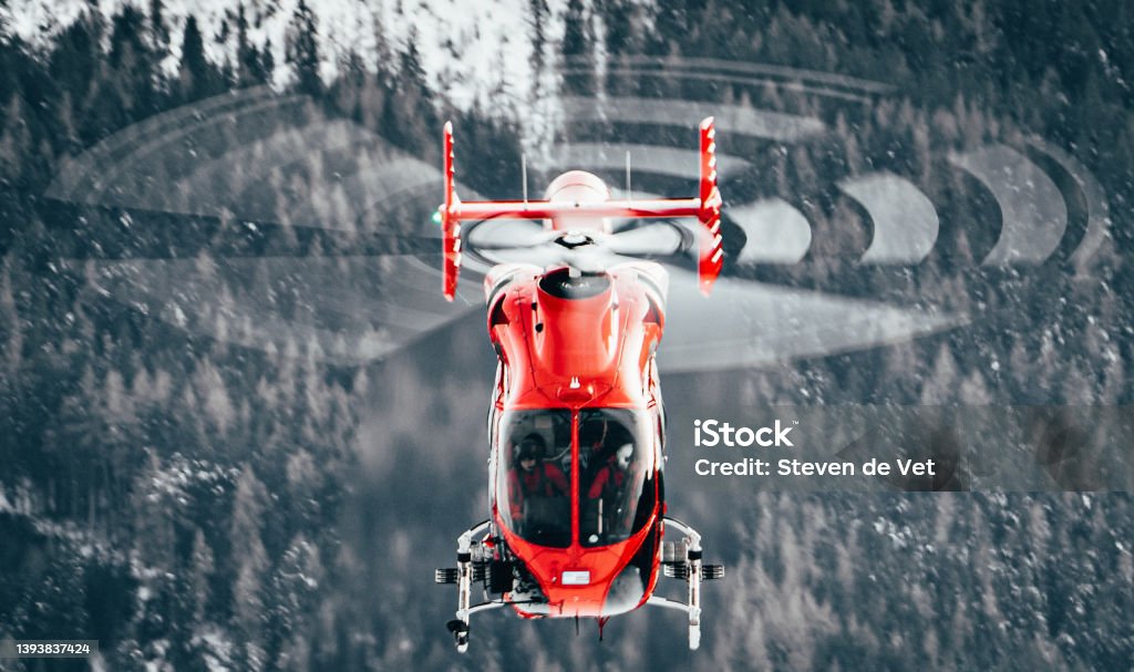 Rescue helicopter Rescue helicopter in the austrian alpes Helicopter Stock Photo