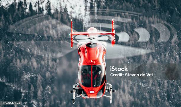 Rescue Helicopter Stock Photo - Download Image Now - Helicopter, Rescue, Mountain