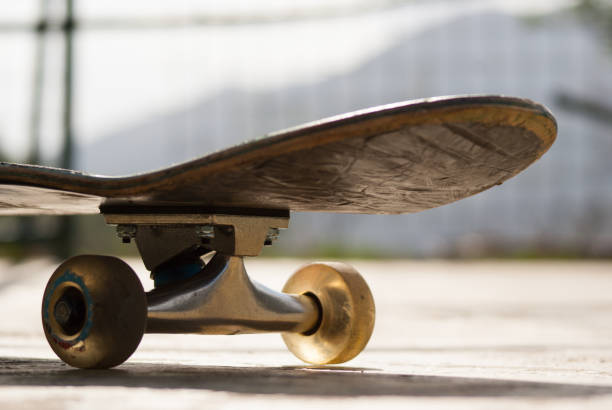 istock Used skateboard close up lateral view 1393840138