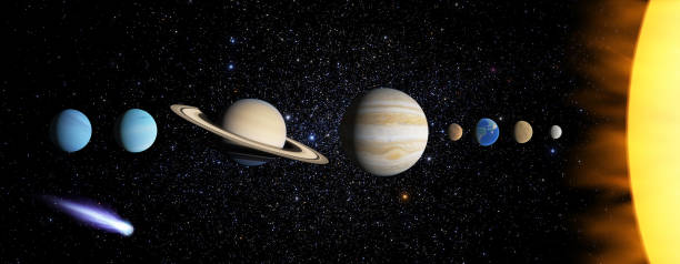 istock Solar system planet space, sun Mercury Venus earth Mars Jupiter Saturn Uranus Neptune planet cosmos. Map of solar system 8 planets. 3d render 1393840256