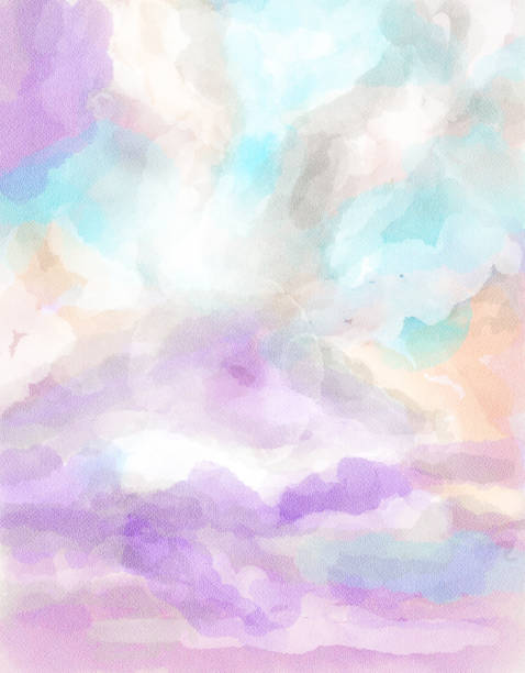 istock Sugar cotton pink clouds background. Glamour fairytale backdrop. Watercolor style texture. Fantasy pastel color 1393843111