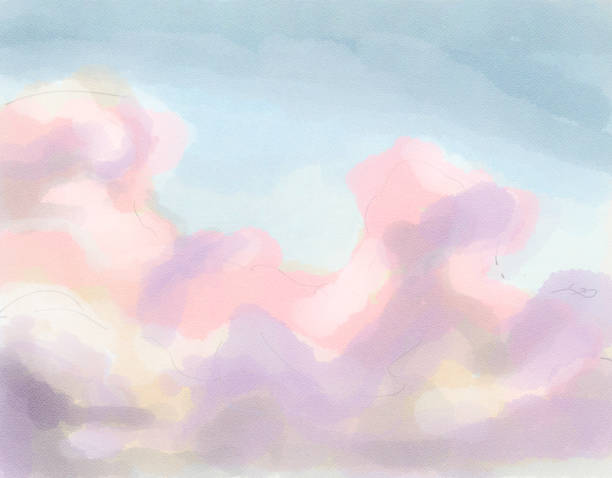 istock Sugar cotton pink clouds background. Glamour fairytale backdrop. Watercolor style texture. Fantasy pastel color 1393843113