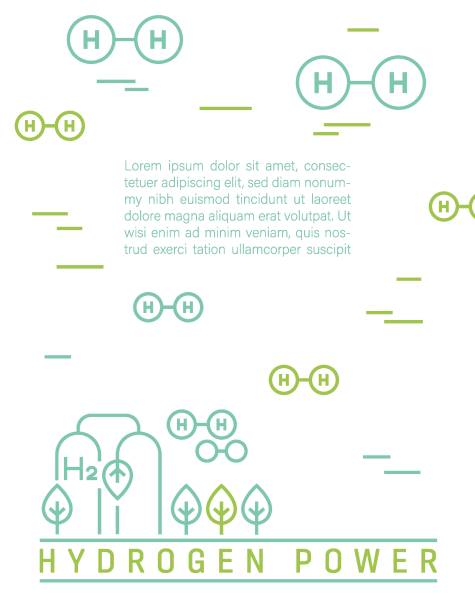 ilustrações de stock, clip art, desenhos animados e ícones de green hydrogen energy production. future ecological power plant identity concept. - gasoline electricity biofuel car