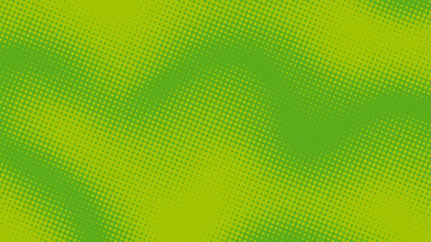 コミックブックスタイルの明るい緑色の点在レトロポップアートの背景。ドットデザイン、ベクトルイラストeps10と面白いスーパーヒーローの背景モックアップ - ライム点のイラスト素材／クリップアート素材／マンガ素材／アイコン素材