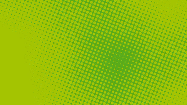 istock Fun green pop art comics book background with dotted halftone design. Retro superhero backdrop, vector illustration eps10 1393843604