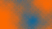 istock Bright orange and blue pop art background in retro comics book style. Cartoon superhero background with halftone dots gradient, vector illustration eps10 1393846460