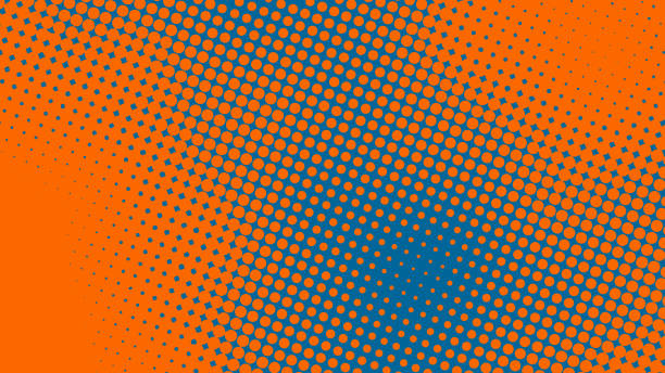 Bright orange and blue pop art background in retro comics book style. Cartoon superhero background with halftone dots gradient, vector illustration eps10 Bright orange and blue pop art background in retro comics book style. Cartoon superhero background with halftone dots gradient, vector illustration eps10 orange background stock illustrations