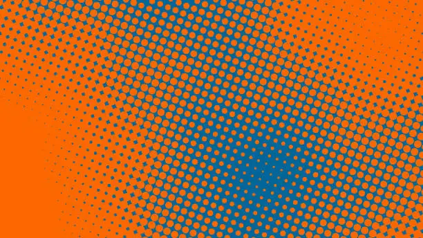 Vector illustration of Bright orange and blue pop art background in retro comics book style. Cartoon superhero background with halftone dots gradient, vector illustration eps10