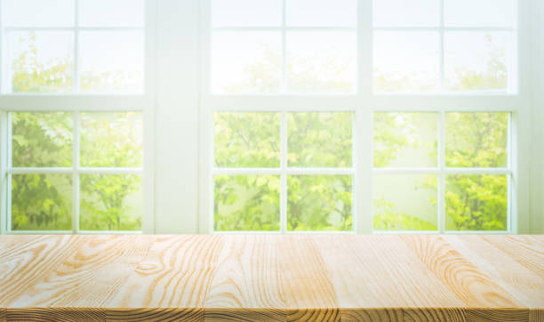 istock Empty of wood table  top on white background.For montage product display 1393847313