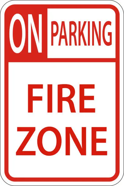 Vector illustration of No Parking Fire Zone Sign On White Background