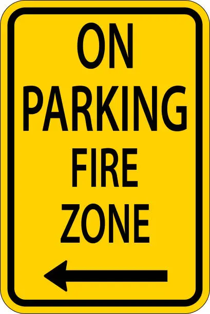 Vector illustration of No Parking Fire Zone,Left Arrow Sign On White Background